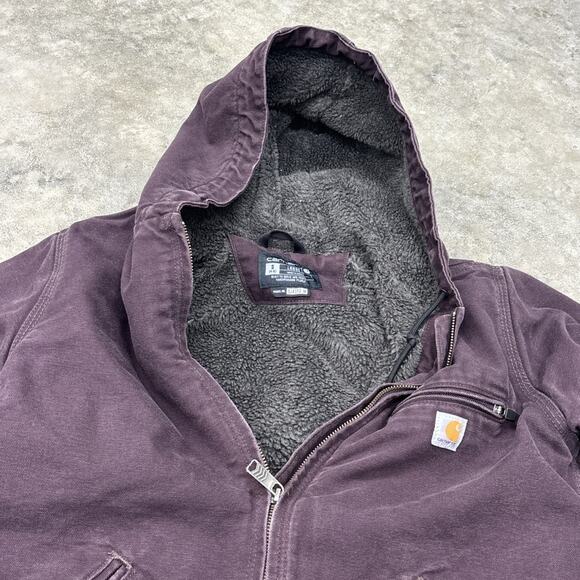 Carhartt Womens Sherpa Lined Jacket Coat Purple Women S Hooded Zip Plum Faded - Picture 11 of 13